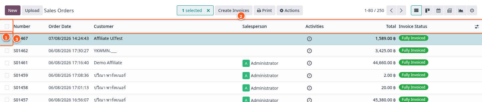 List columns + checkbox
